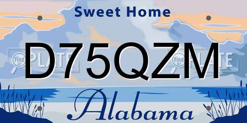 D75QZM Alabama License Plate