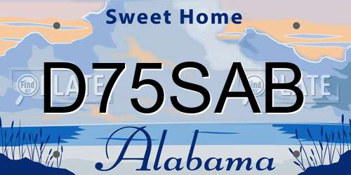 D75SAB Alabama License Plate
