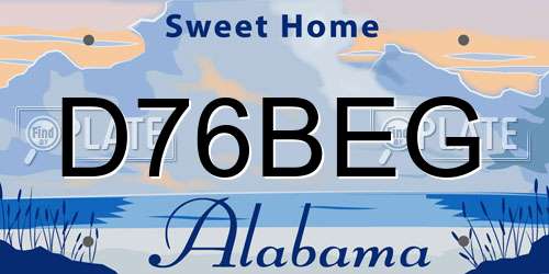 D76BEG Alabama License Plate
