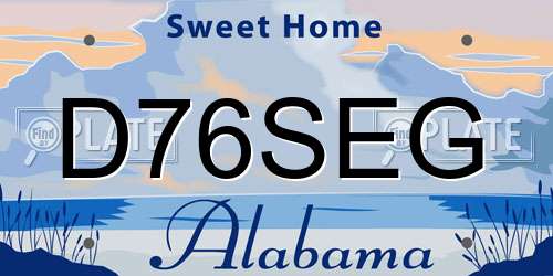 D76SEG Alabama License Plate