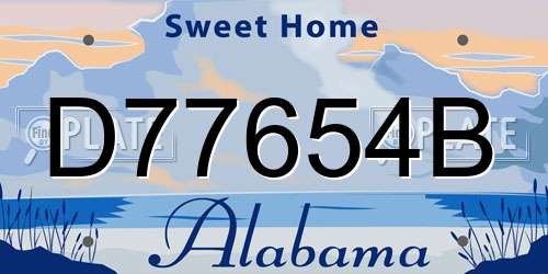 D77654B Alabama License Plate