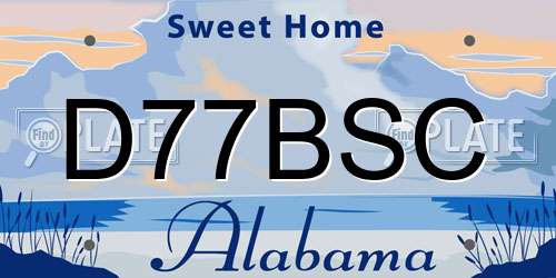 D77BSC Alabama License Plate
