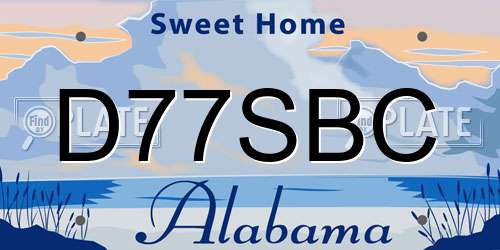 D77SBC Alabama License Plate