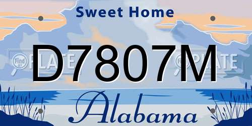 D7807M Alabama License Plate