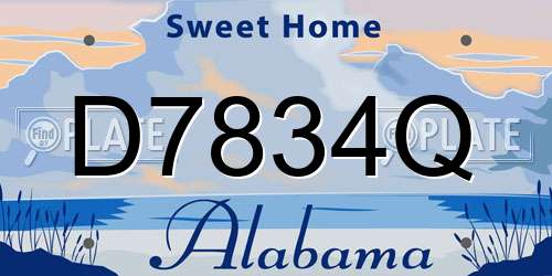 D7834Q Alabama License Plate