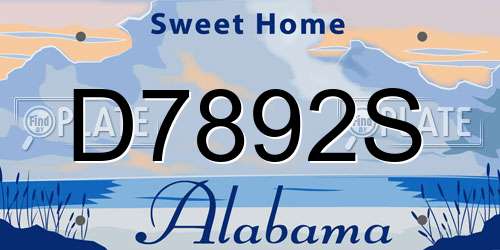 D7892S Alabama License Plate