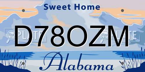 D78OZM Alabama License Plate