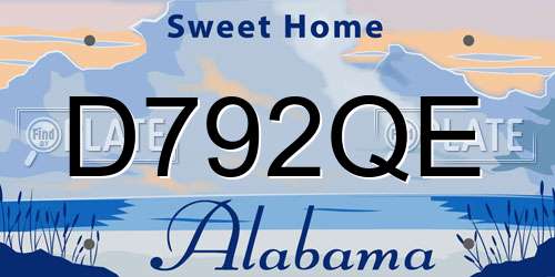 D792QE Alabama License Plate