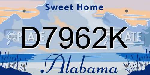 D7962K Alabama License Plate