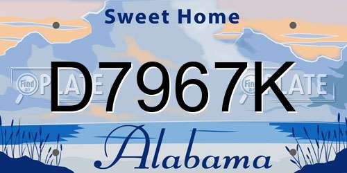 D7967K Alabama License Plate