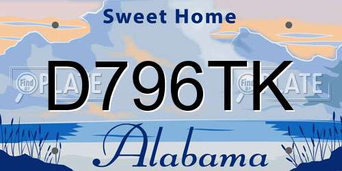 D796TK Alabama License Plate