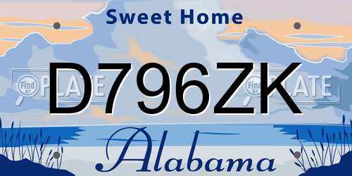 D796ZK Alabama License Plate