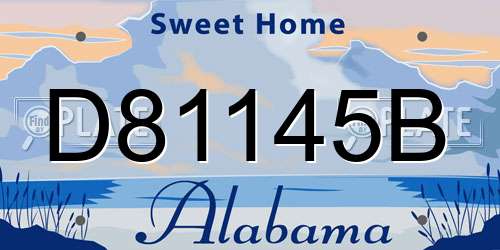 D81145B Alabama License Plate