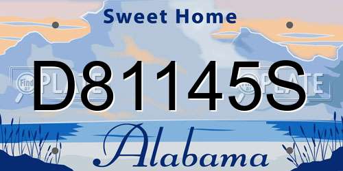 D81145S Alabama License Plate