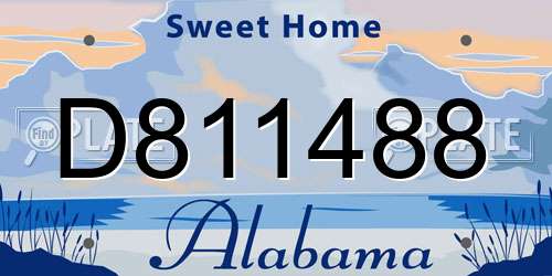 D811488 Alabama License Plate