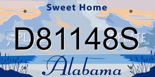 D81148S Alabama License Plate
