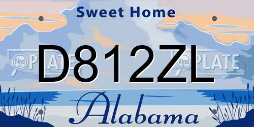 D812ZL Alabama License Plate