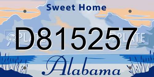 D815257 Alabama License Plate