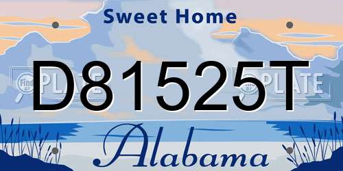 D81525T Alabama License Plate