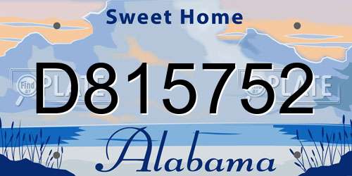 D815752 Alabama License Plate