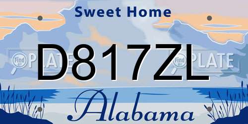 D817ZL Alabama License Plate