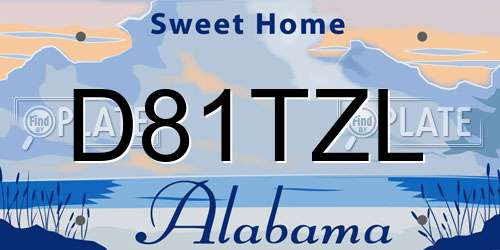 D81TZL Alabama License Plate