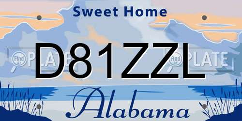 D81ZZL Alabama License Plate