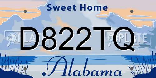 D822TQ Alabama License Plate