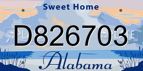 D826703 Alabama License Plate