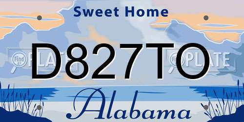 D827TO Alabama License Plate