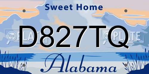 D827TQ Alabama License Plate