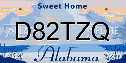 D82TZQ Alabama License Plate