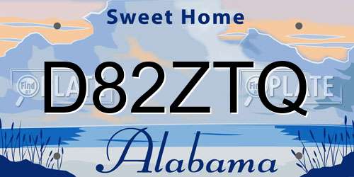D82ZTQ Alabama License Plate