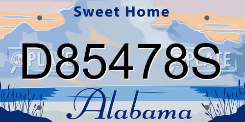 D85478S Alabama License Plate
