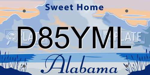 D85YML Alabama License Plate