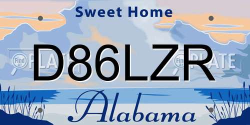 D86LZR Alabama License Plate