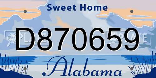D870659 Alabama License Plate