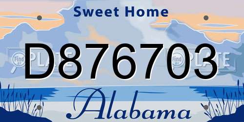 D876703 Alabama License Plate