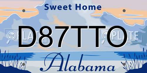 D87TTO Alabama License Plate