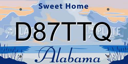 D87TTQ Alabama License Plate