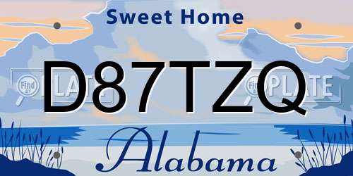 D87TZQ Alabama License Plate