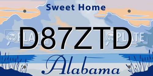 D87ZTD Alabama License Plate