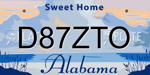 D87ZTO Alabama License Plate