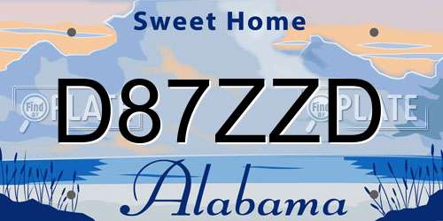 D87ZZD Alabama License Plate