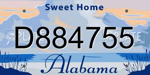 D884755 Alabama License Plate