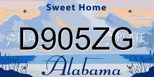 D905ZG Alabama License Plate