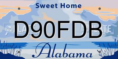 D90FDB Alabama License Plate
