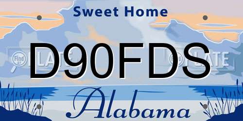 D90FDS Alabama License Plate