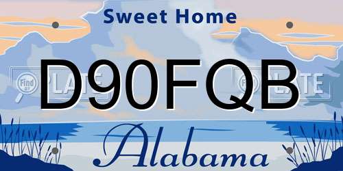 D90FQB Alabama License Plate