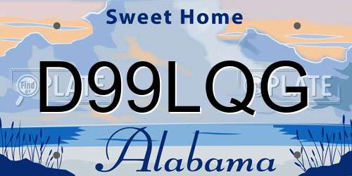 D99LQG Alabama License Plate